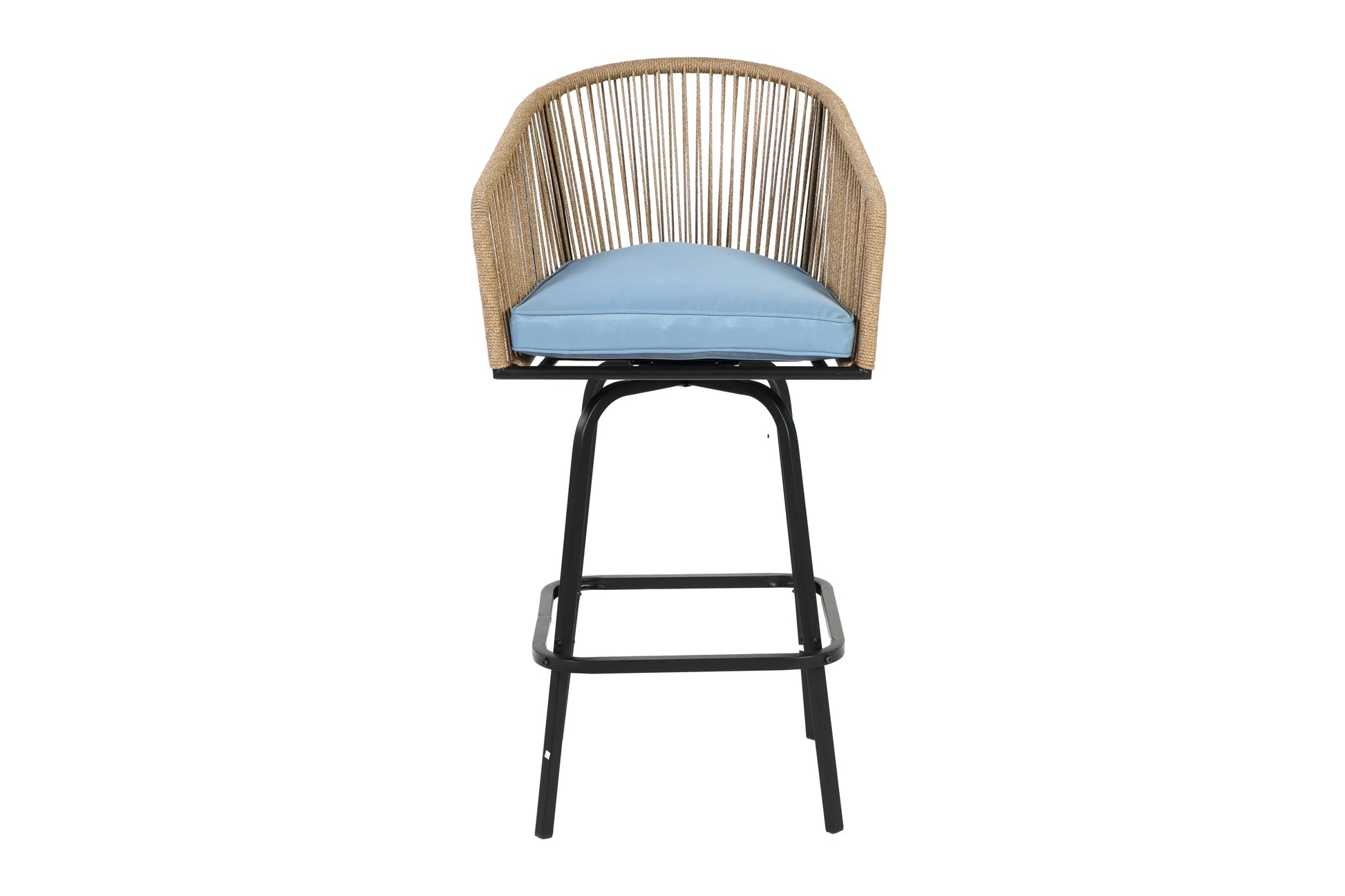 MOONMISS Outdoor Patio 360° Swivel All Weather Rattan Bar Stools(set of 2) with Backrest-Gray