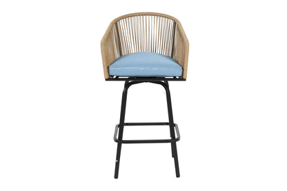 MOONMISS Outdoor Patio 360° Swivel All Weather Rattan Bar Stools(set of 2) with Backrest-Gray