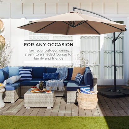 Best Choice Products 10ft Offset Hanging Outdoor Market Patio Umbrella w/Easy Tilt Adjustment - Tan