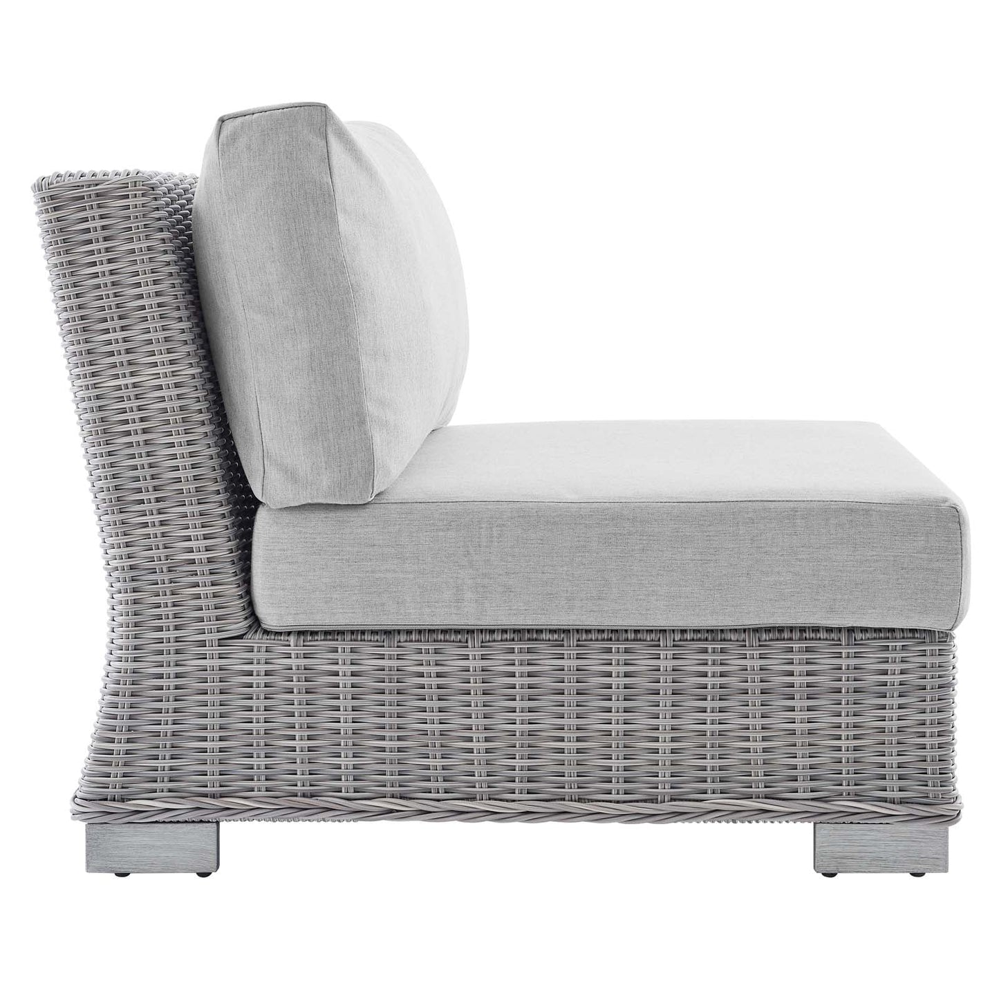 Modway Conway Sunbrella® Outdoor Patio Wicker Rattan 9-Piece Sectional Sofa Set in Light Gray Gray