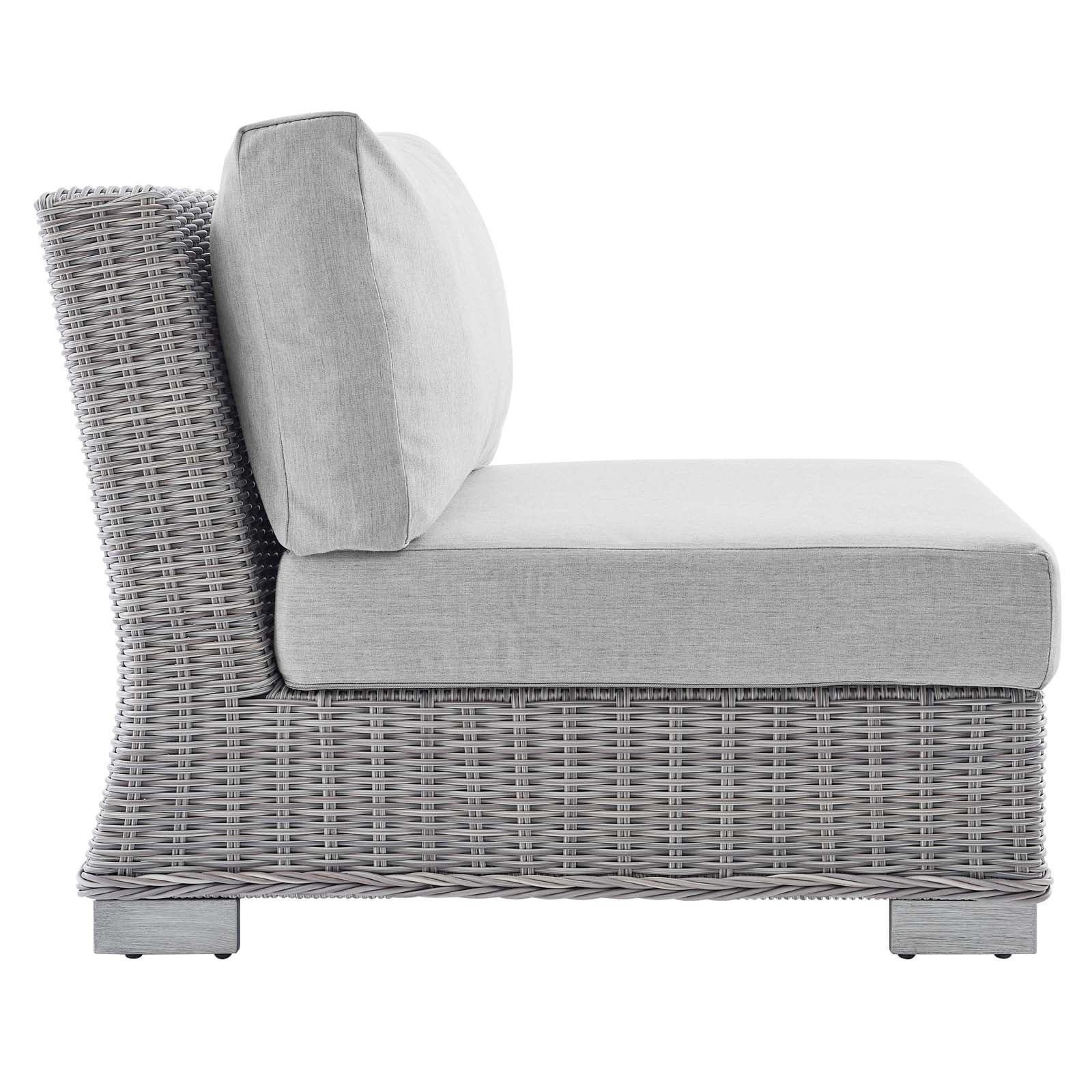 Modway Conway Sunbrella® Outdoor Patio Wicker Rattan 9-Piece Sectional Sofa Set in Light Gray Gray
