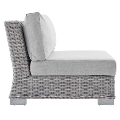 Modway Conway Sunbrella® Outdoor Patio Wicker Rattan 9-Piece Sectional Sofa Set in Light Gray Gray
