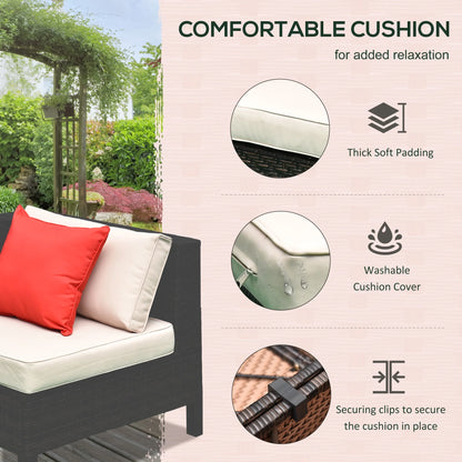 Outsunny 9 Piece Patio Furniture Set, PE Rattan Sofa & Table, Sand