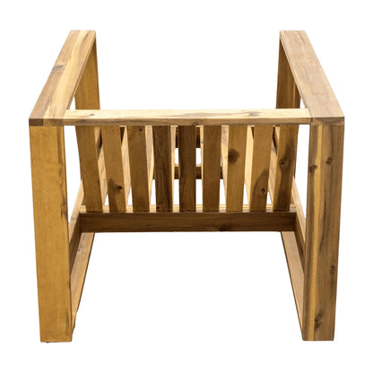 Harper & Bright Designs Wood Outdoor Lounge Chair & Ottoman Set, Modern Patio Seating Chaise with Solid Wood Frame & Water-Resistant for Backyard Poolside Garden, Natural+Beige