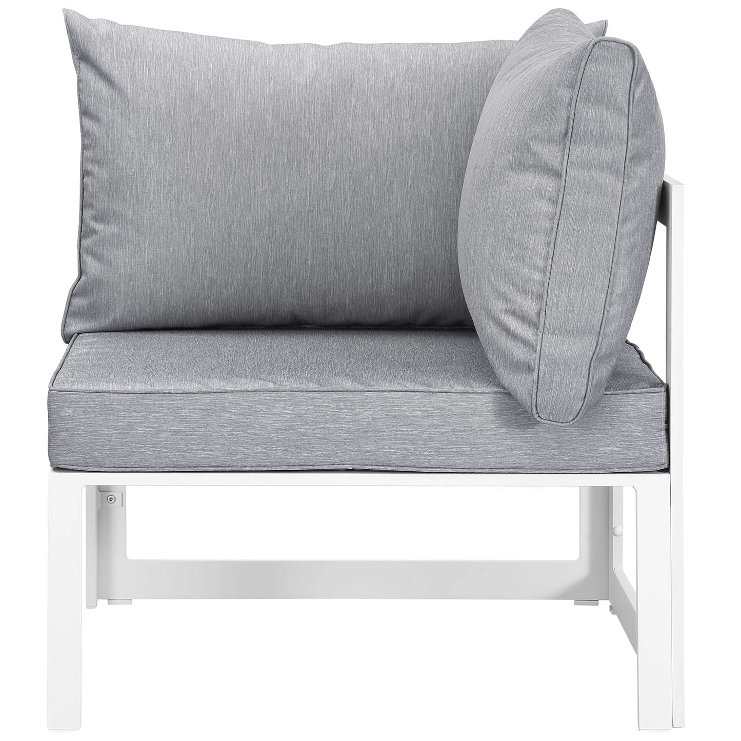 Modway Fortuna 7 Piece Outdoor Patio Sectional Sofa Set in White Gray
