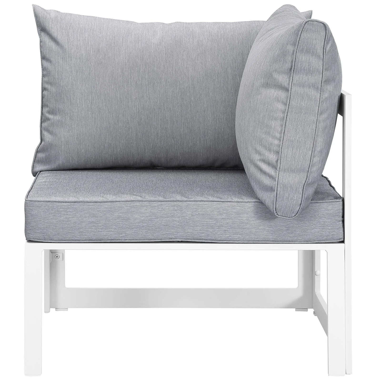 Modway Fortuna 7 Piece Outdoor Patio Sectional Sofa Set in White Gray