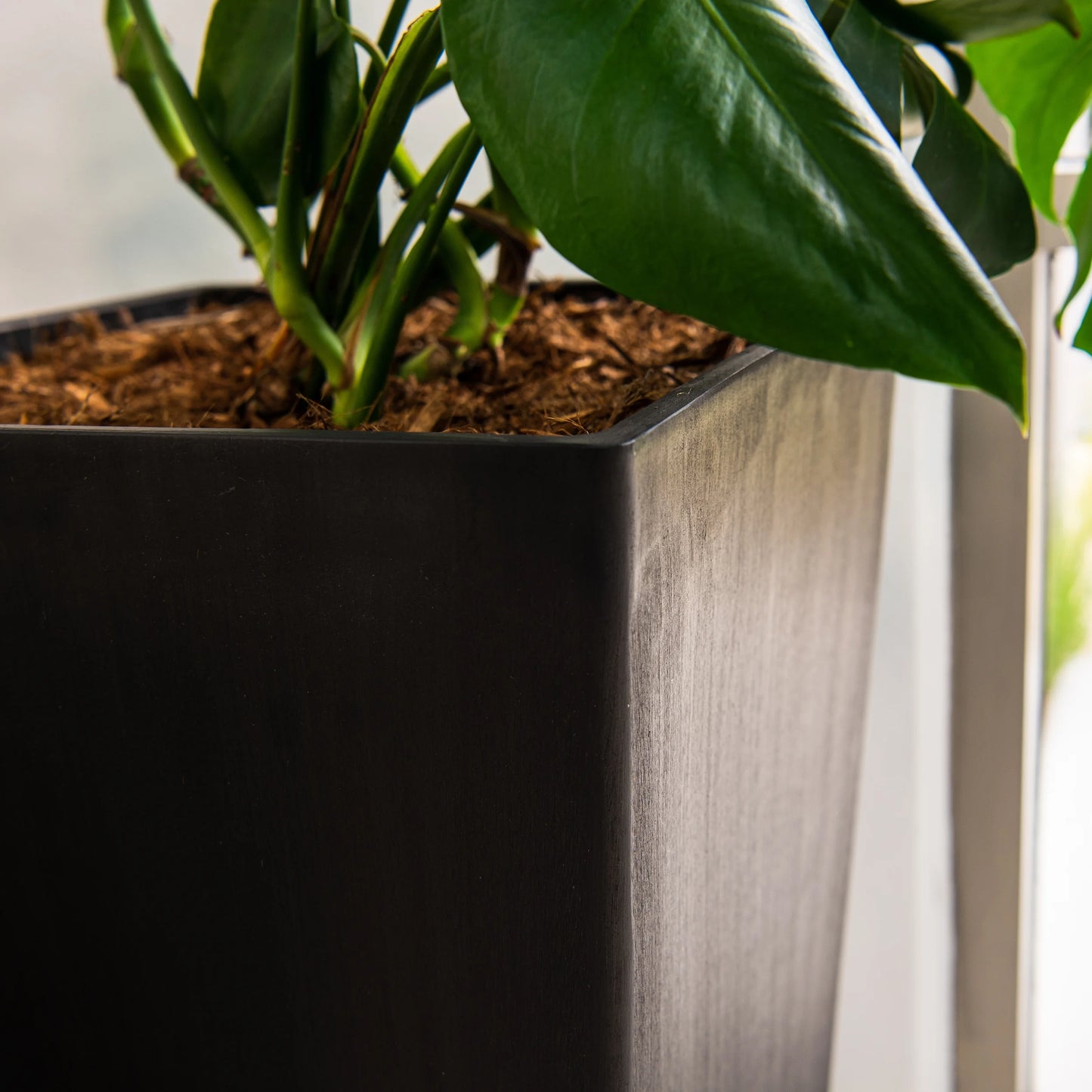 XBrand Modern 30-Inch Tall Square Planter, Modern Tapered Planter Perfect for Indoor & Outdoor Planter, Patio Décor, Black
