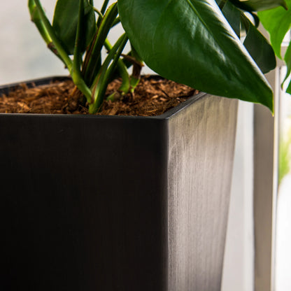 XBrand Modern 30-Inch Tall Square Planter, Modern Tapered Planter Perfect for Indoor & Outdoor Planter, Patio Décor, Black