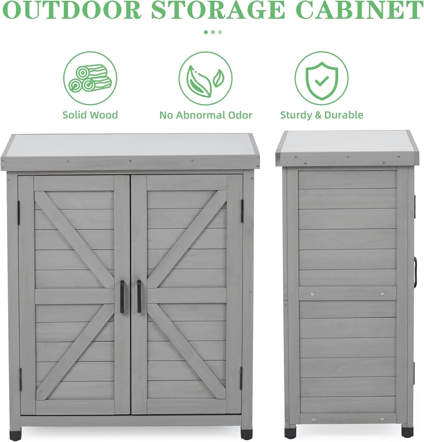 DEXS Potting Bench with Storage Cabinet and Metal Top, Wood Workstation for Outdoor Patio, Garden (31x17x36?)Coffee Brown