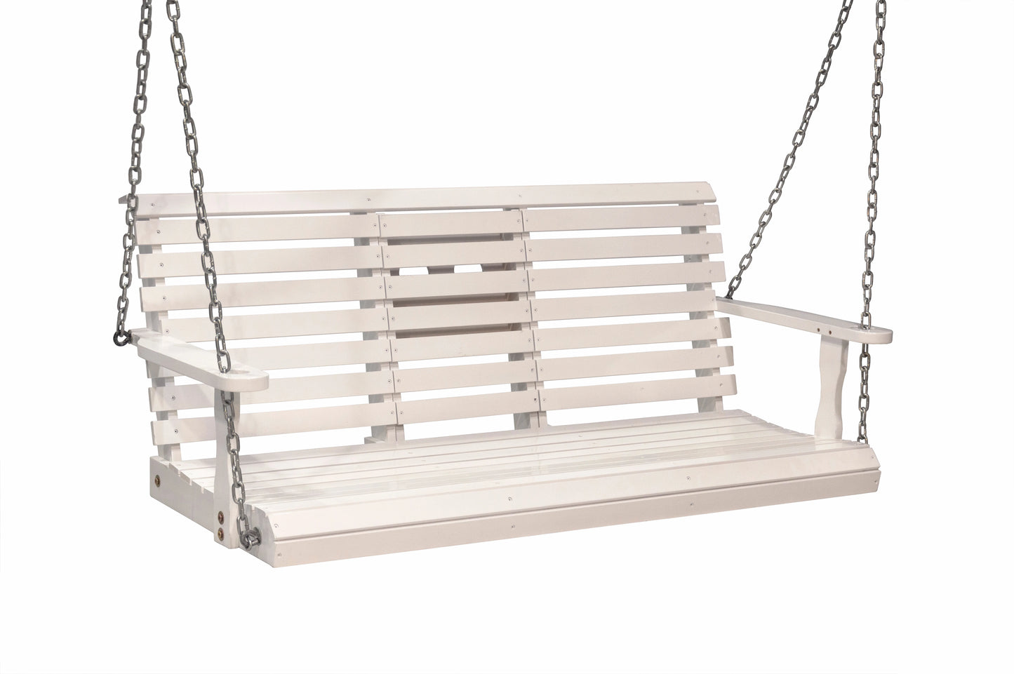 Outdoor Patio Garden Furniture 3-Person Hanging Wood Porch Swing, Weather Resistant Finish-White