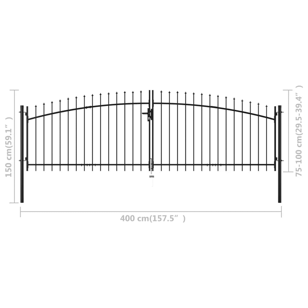 VidaXL Multi Sizes Double Door Fence Gate with Spear Top Outdoor Patio Barrier