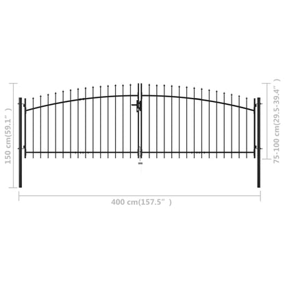 VidaXL Multi Sizes Double Door Fence Gate with Spear Top Outdoor Patio Barrier