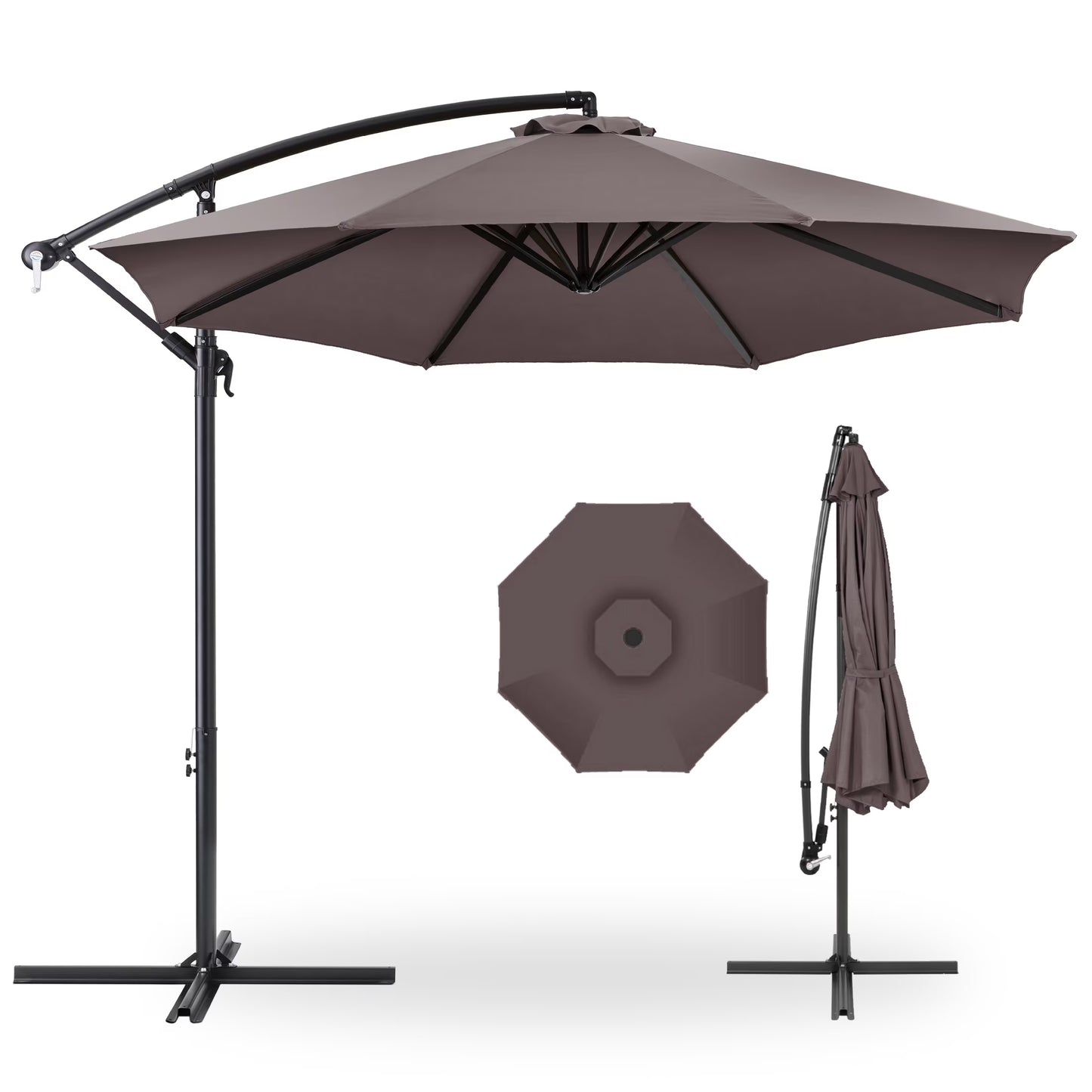 Best Choice Products 10ft Offset Hanging Outdoor Market Patio Umbrella w/Easy Tilt Adjustment - Tan