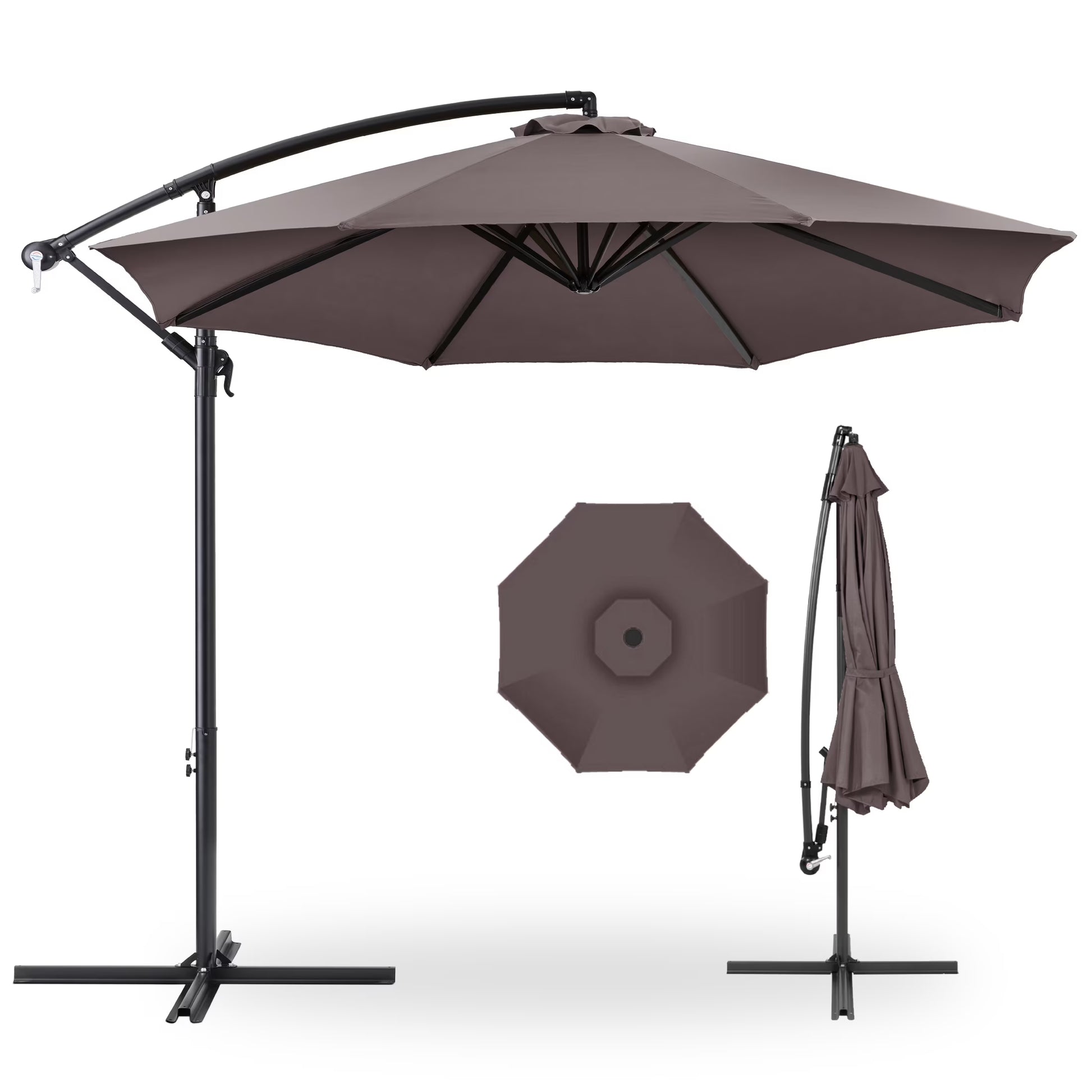 Best Choice Products 10ft Offset Hanging Outdoor Market Patio Umbrella w/Easy Tilt Adjustment - Tan