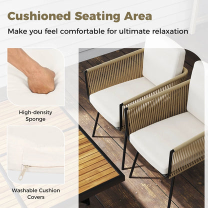 Costway 5 Pieces Patio Dining Set Outdoor Rectangular Table and Chairs Furniture Set