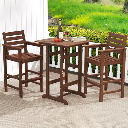 Gymax Patio Bar Stools Set of 4 Tall Adirondack Chair w/Backrest Armrests & Footrests Brown