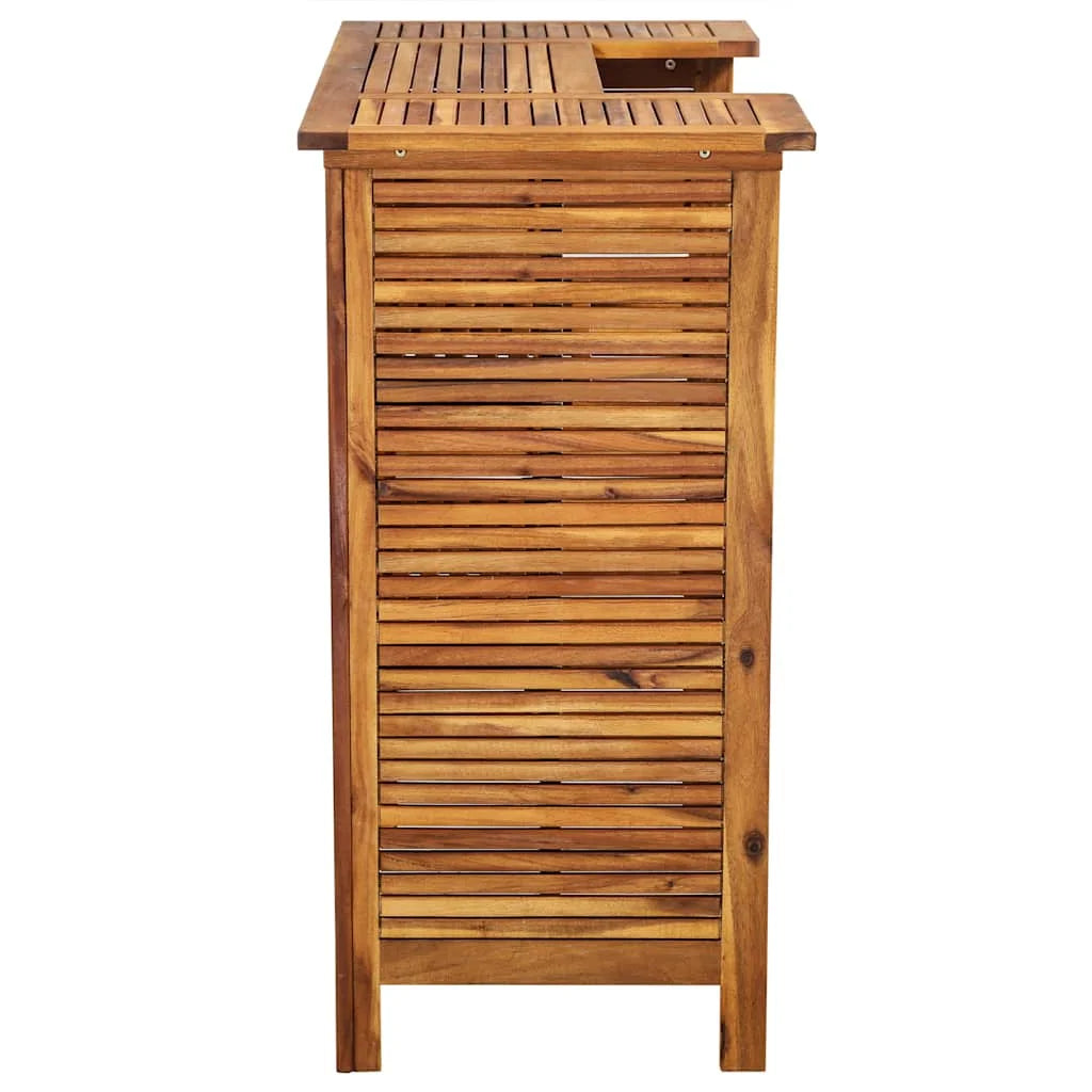 vidaXL 43.3? Solid Acacia Wood Patio Bar Table with Storage, Brown