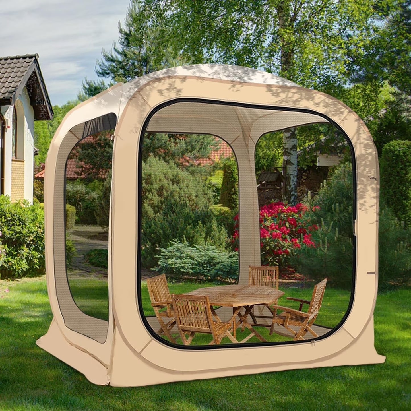 Slsy Screen House Tent Pop-Up, Portable Screen Room Canopy Instant Screen Tent Outdoor Camping Tent with Carry Bag for Patio, Backyard, Deck & Outdoor Activities