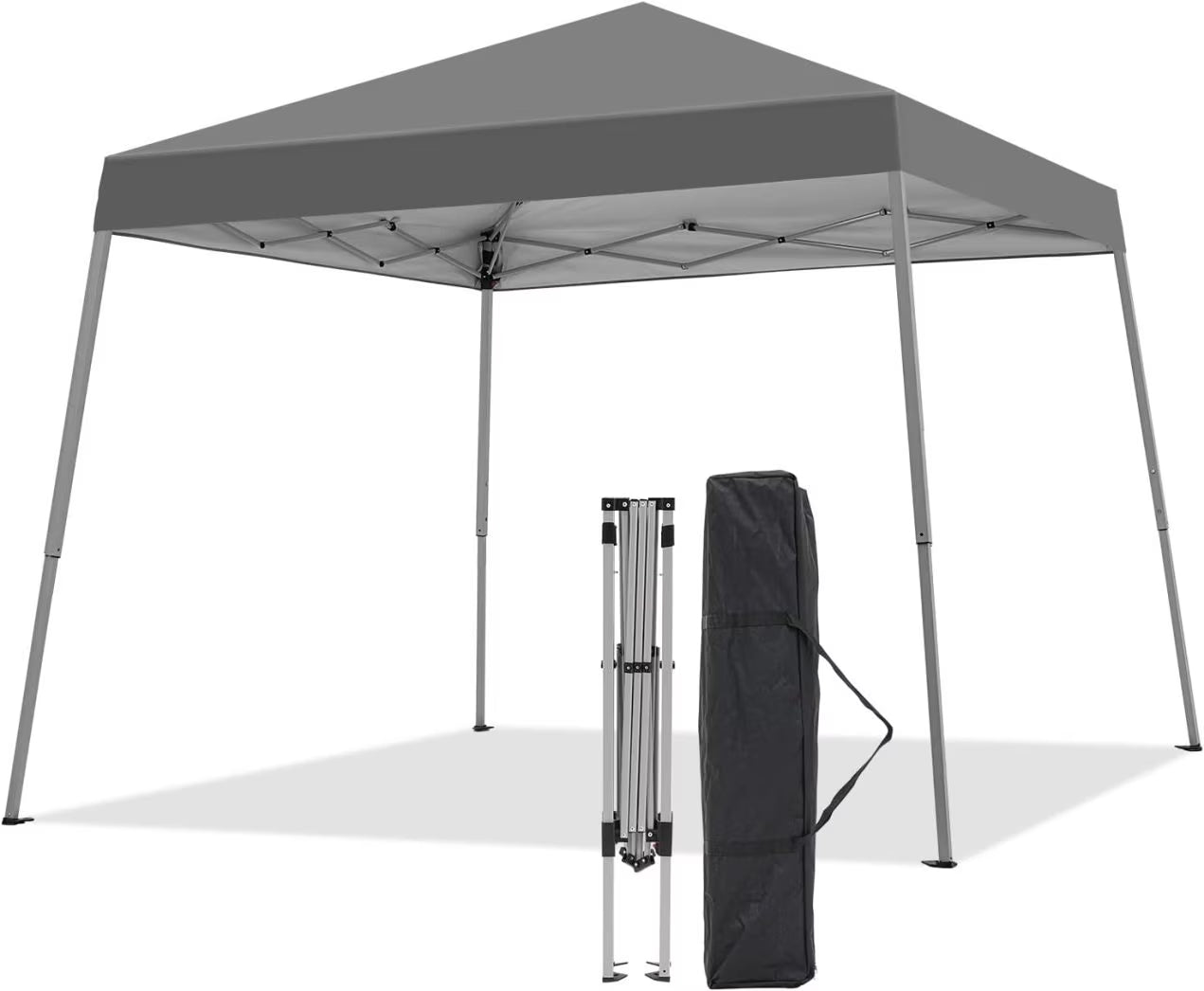 Canopy Tent, 10X10 FT Pop Up Canopy Outdoor Instant Tent Slant Legs with Carrying Bag, Portable Gazebo Shelter for Patio Deck Garden and Beach - 8X8 FT Canopy Cover (Dark Grey)