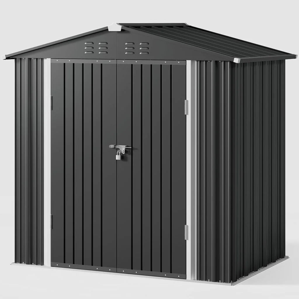 6' x 4' Outdoor Storage Shed on Sale, Aiho Shed & Outdoor Storage Clearance, Metal Storage Shed for Outside, Backyard, Garden & Patio - Dark Gray