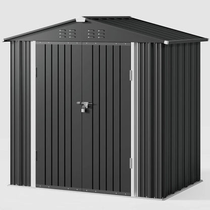 6' x 4' Outdoor Storage Shed on Sale, Aiho Shed & Outdoor Storage Clearance, Metal Storage Shed for Outside, Backyard, Garden & Patio - Dark Gray