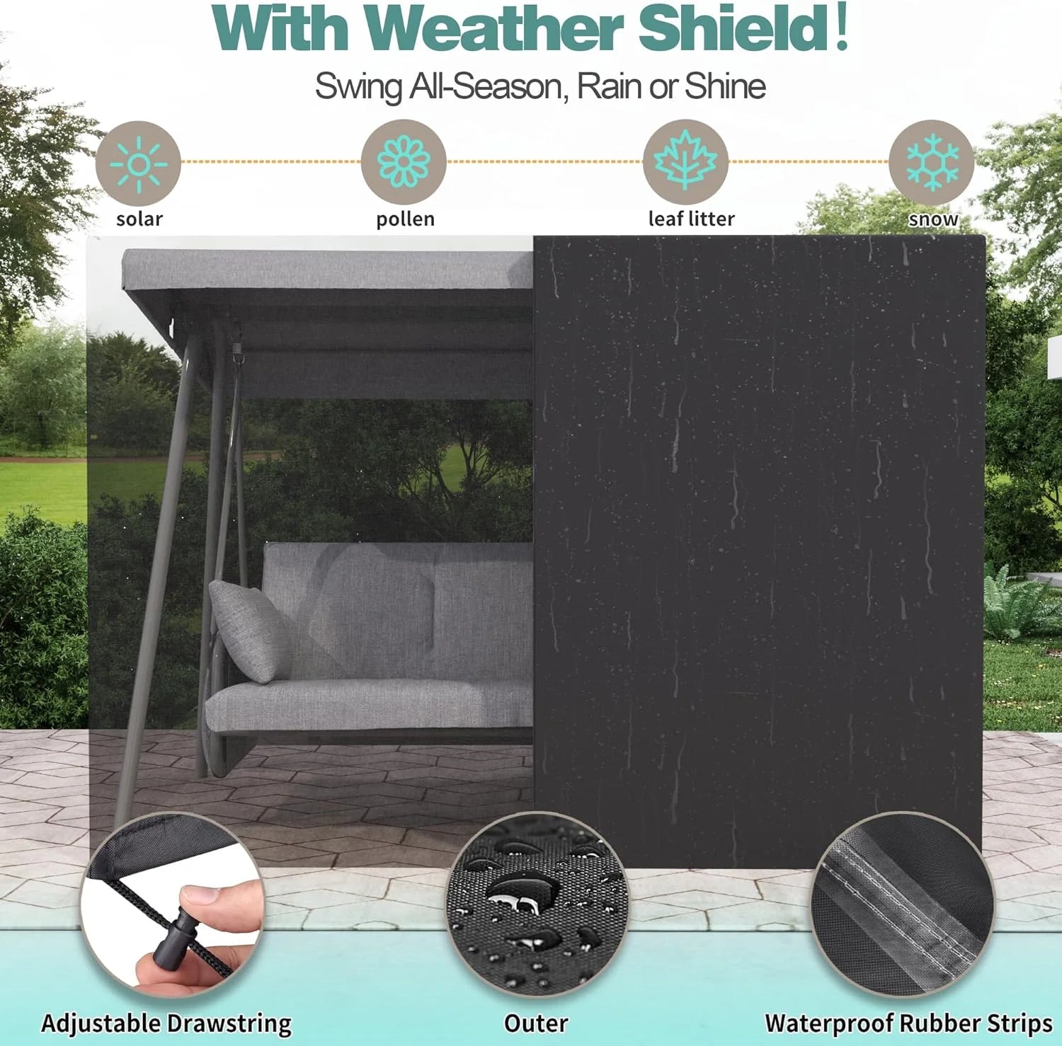 CHINNLUU Oversized 4 Person Porch Swing with Stand 800 LBS Capacity Adjustable Canopy Backrest Includes Cushions Pillows Patio 2 in 1 Swing Bed for Backyard Garden Poolside, Champagne