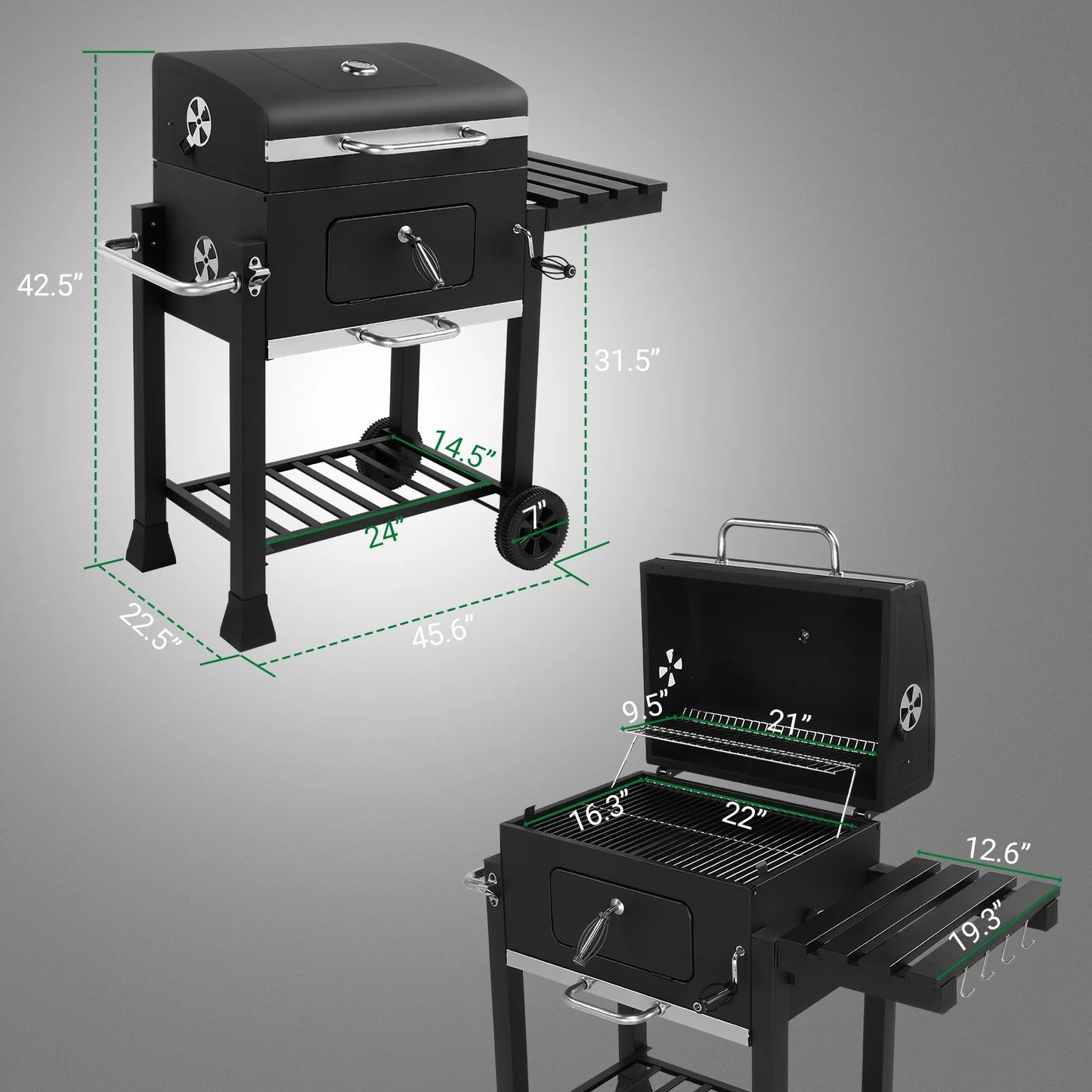 SalonMore Charcoal Grill Heavy-duty BBQ Grill for Outdoor Picnics Patio Garden and Backyard Grilling