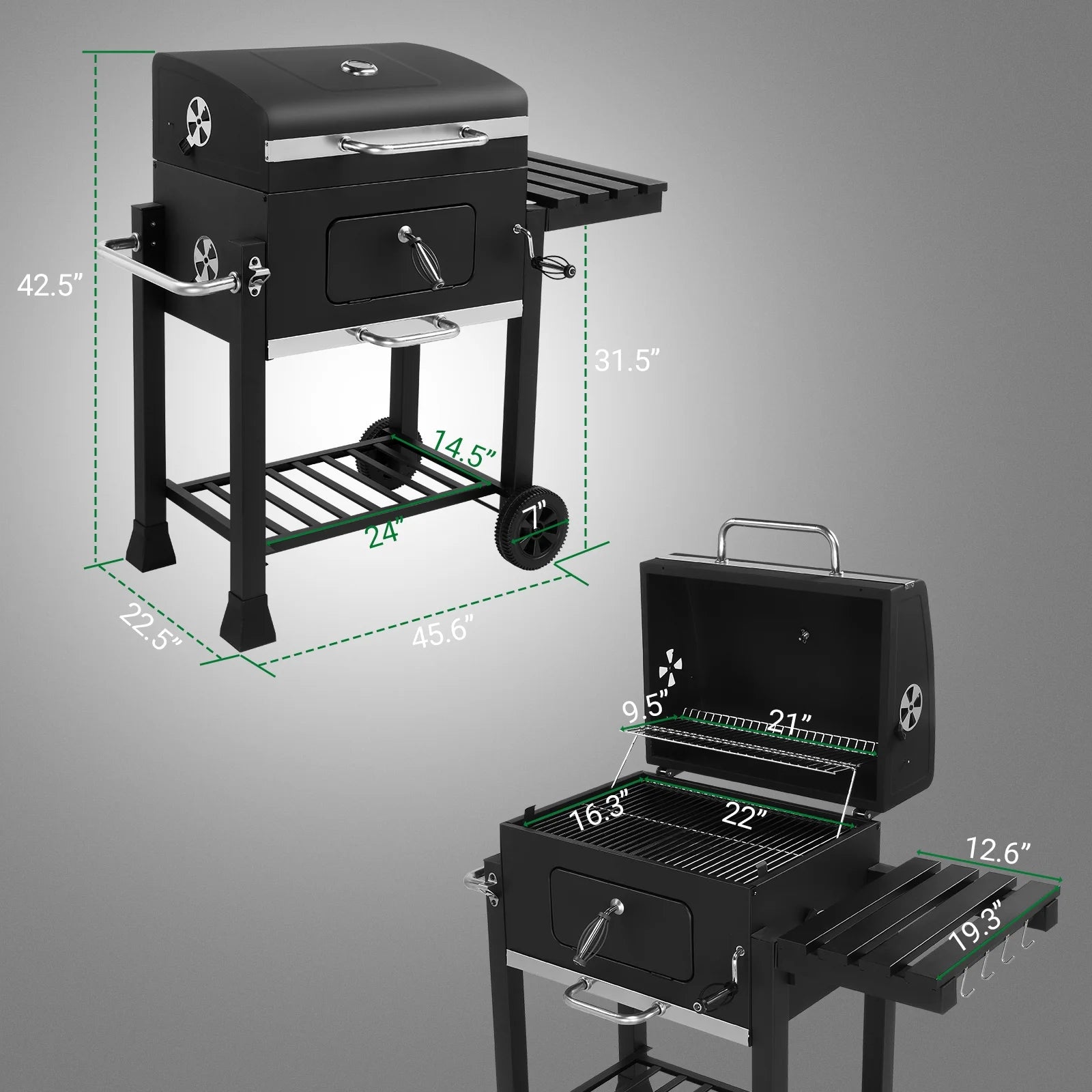 SalonMore Charcoal Grill Heavy-duty BBQ Grill for Outdoor Picnics Patio Garden and Backyard Grilling