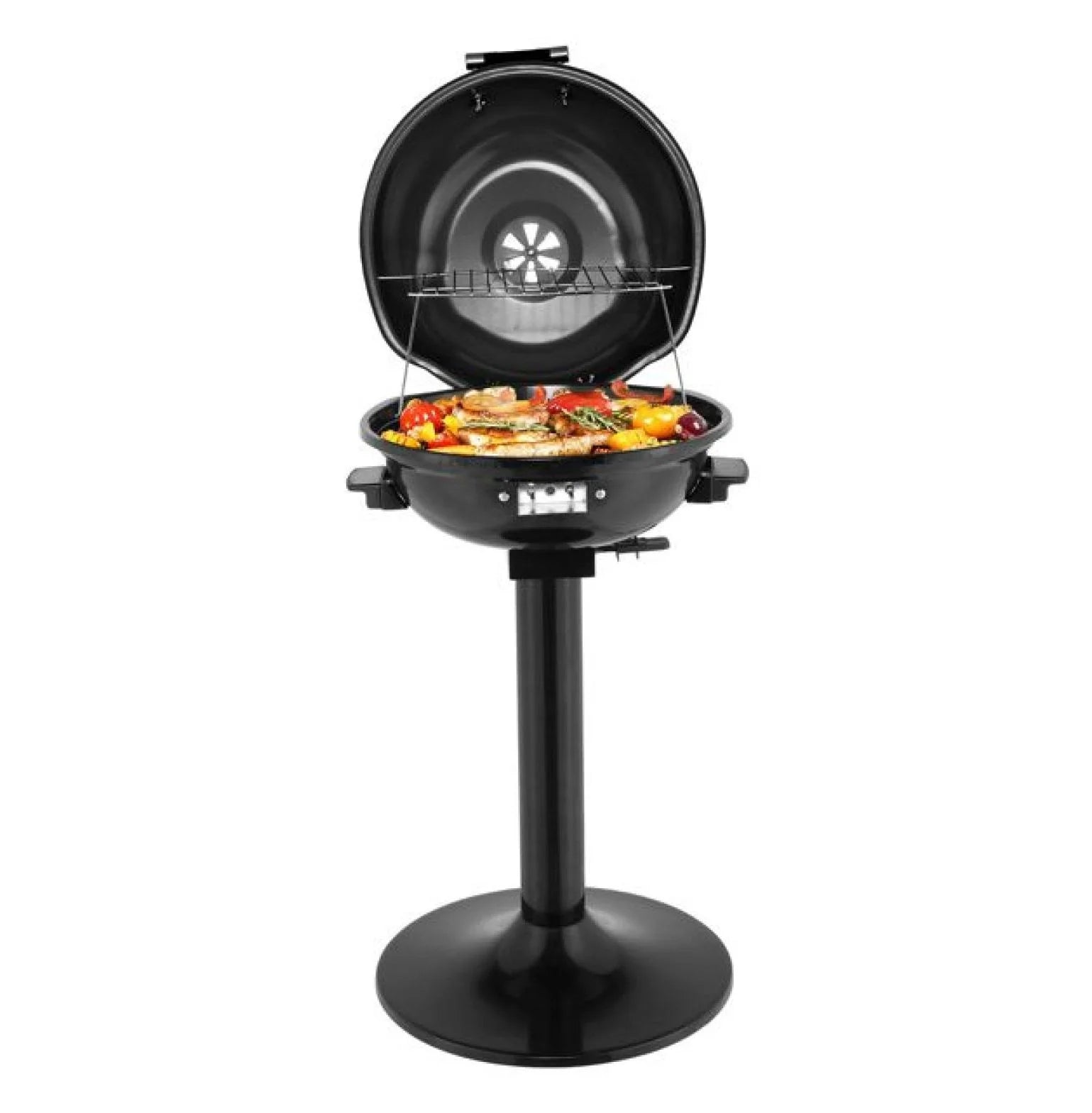 Electric BBQ Grill with Stand - 1600W Indoor/Outdoor Portable Grill, Double Layer, Adjustable Temp Control, Black - Perfect for Apartment & Patio