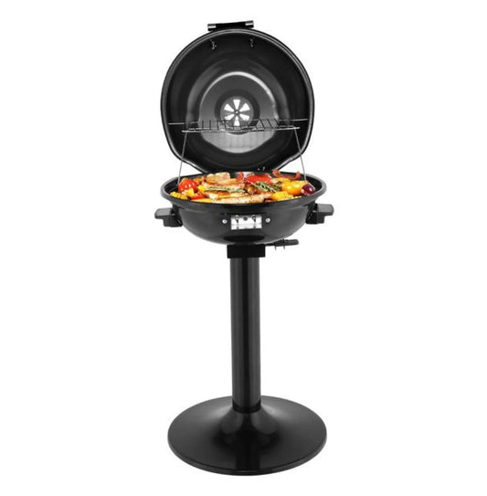 Electric BBQ Grill with Stand - 1600W Indoor/Outdoor Portable Grill, Double Layer, Adjustable Temp Control, Black - Perfect for Apartment & Patio