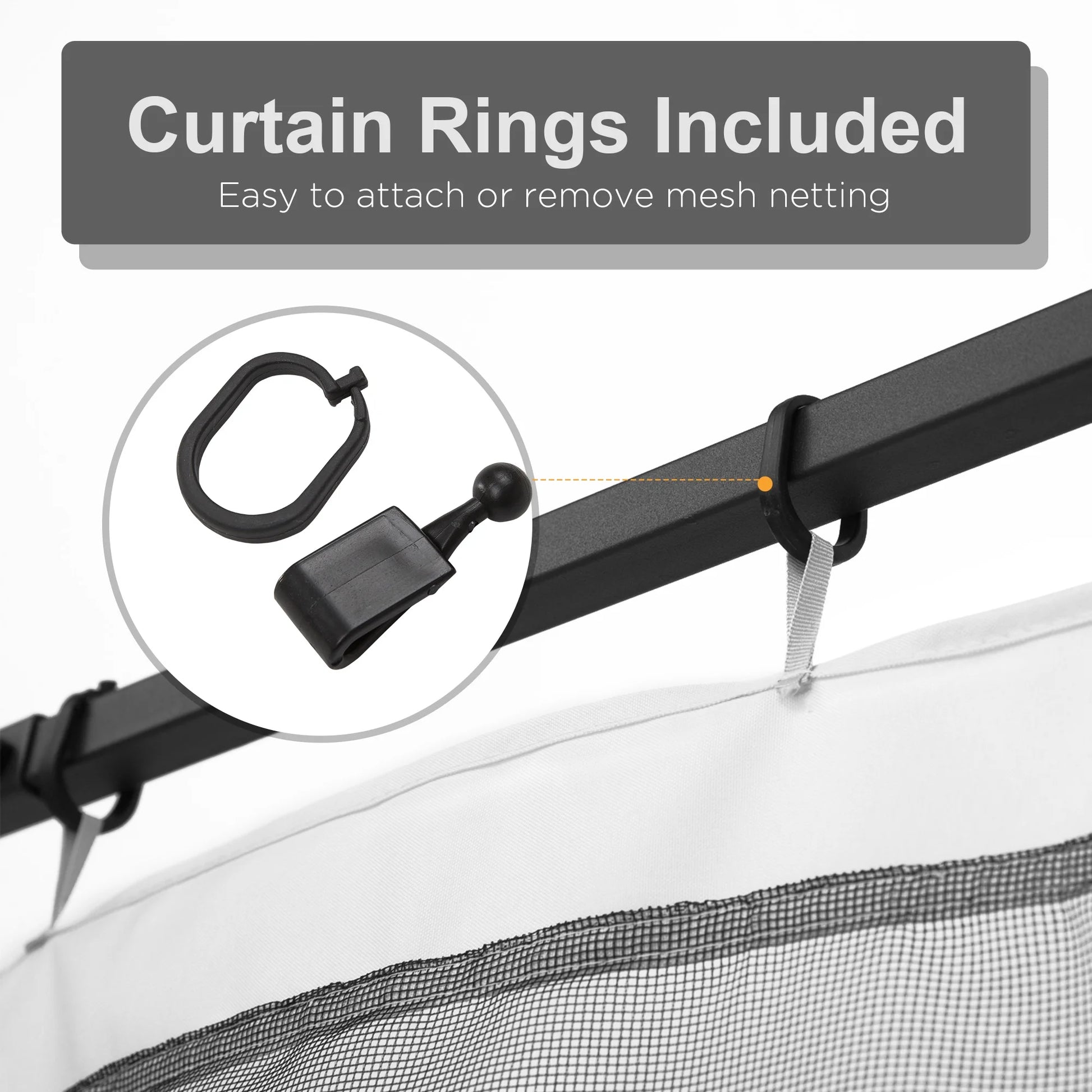 Outsunny 10' x 10' Universal Replacement Mesh Sidewall Netting for Patio Gazebos and Canopy Tents with Zippers, (Sidewall Only), White