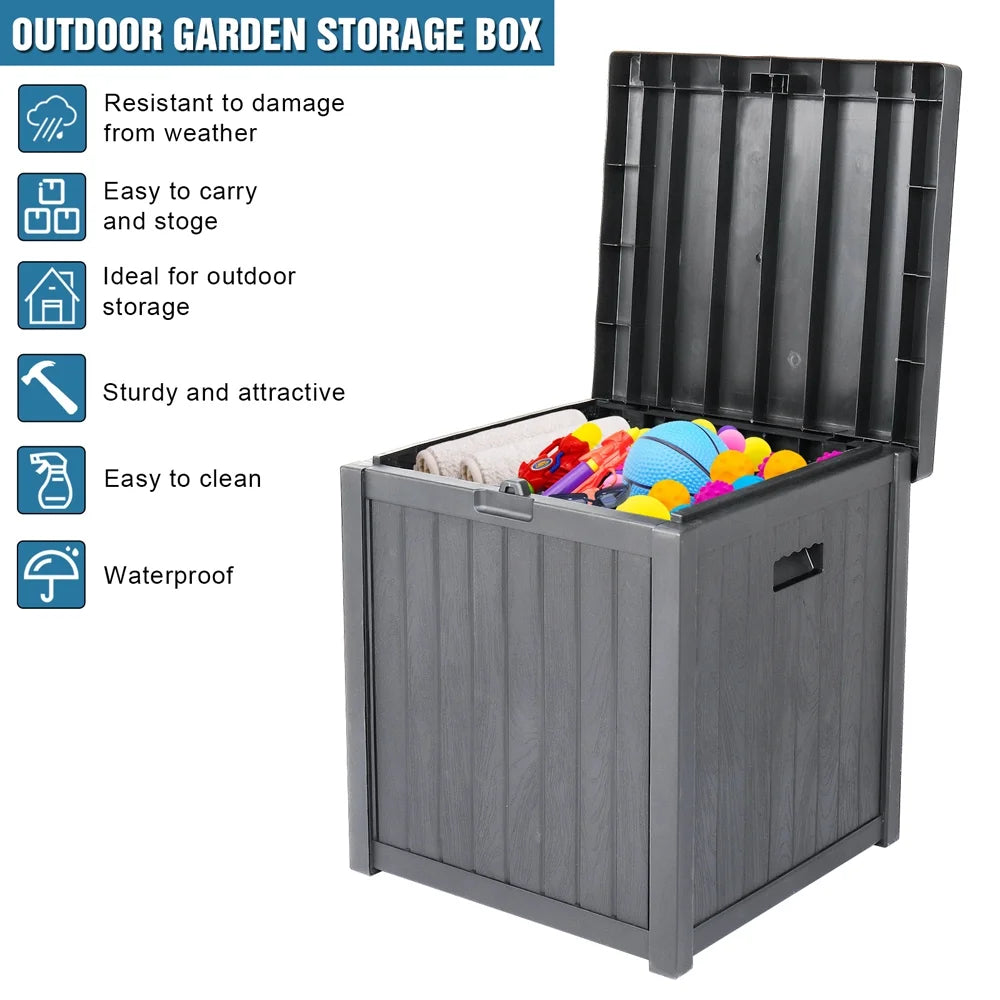 Patio Storage Box Waterproof, enyopro Outdoor PP Storage Patio Furniture Container, 51 Gallon Garden Storage Box with Seat for Backyard Pool Deck, 22" x 22" x 24.5", Brown, JA3239