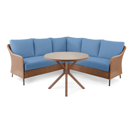 Mainstays Chelsea Outdoor Patio 4-Pieces Sectional Dining Set, Blue