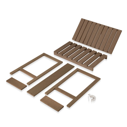 GONICHA Outdoor Poly Lumber Potting Bench, Polystyrene Garden Table with Storage Shelves, All-Weather Patio Work Station for Gardening,Brown