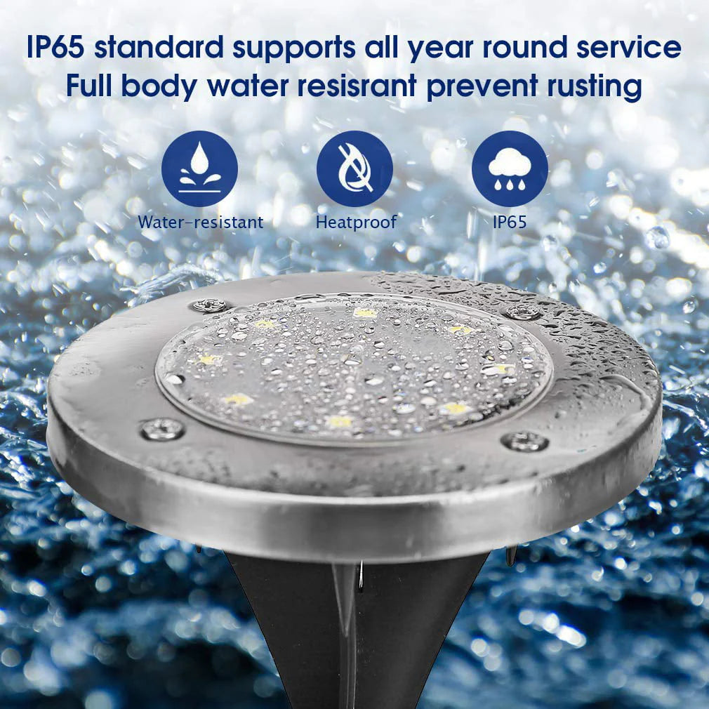 Rirool Solar Ground Lights, 8 LED Solar Disk Lights Outdoor Waterproof for Garden Yard Patio Pathway Lawn Driveway Walkway- Warm White 8 Pack