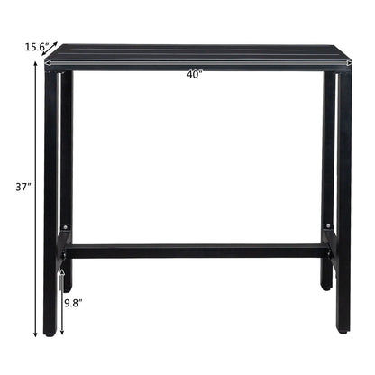 UBesGoo Outdoor Iron Bar Table, 40'' Rectangle Patio Counter Height Console Table, Black
