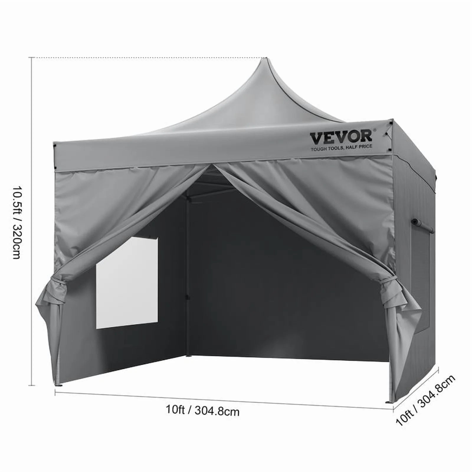 VEVOR 10x10 FT Pop up Canopy with Removable Sidewalls, Instant Canopies Portable Gazebo & Wheeled Bag, UV Resistant Waterproof, Enclosed Canopy Tent for Outdoor Events, Patio, Backyard, Party, Camping