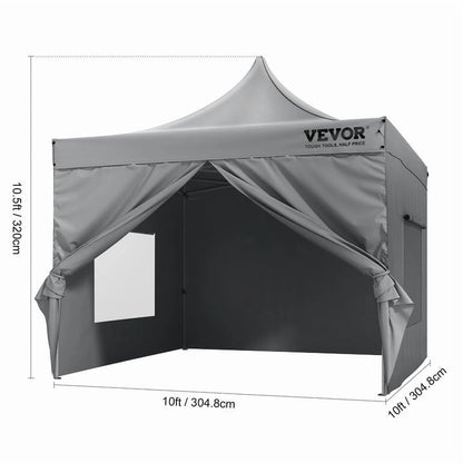 VEVOR 10x10 FT Pop up Canopy with Removable Sidewalls, Instant Canopies Portable Gazebo & Wheeled Bag, UV Resistant Waterproof, Enclosed Canopy Tent for Outdoor Events, Patio, Backyard, Party, Camping