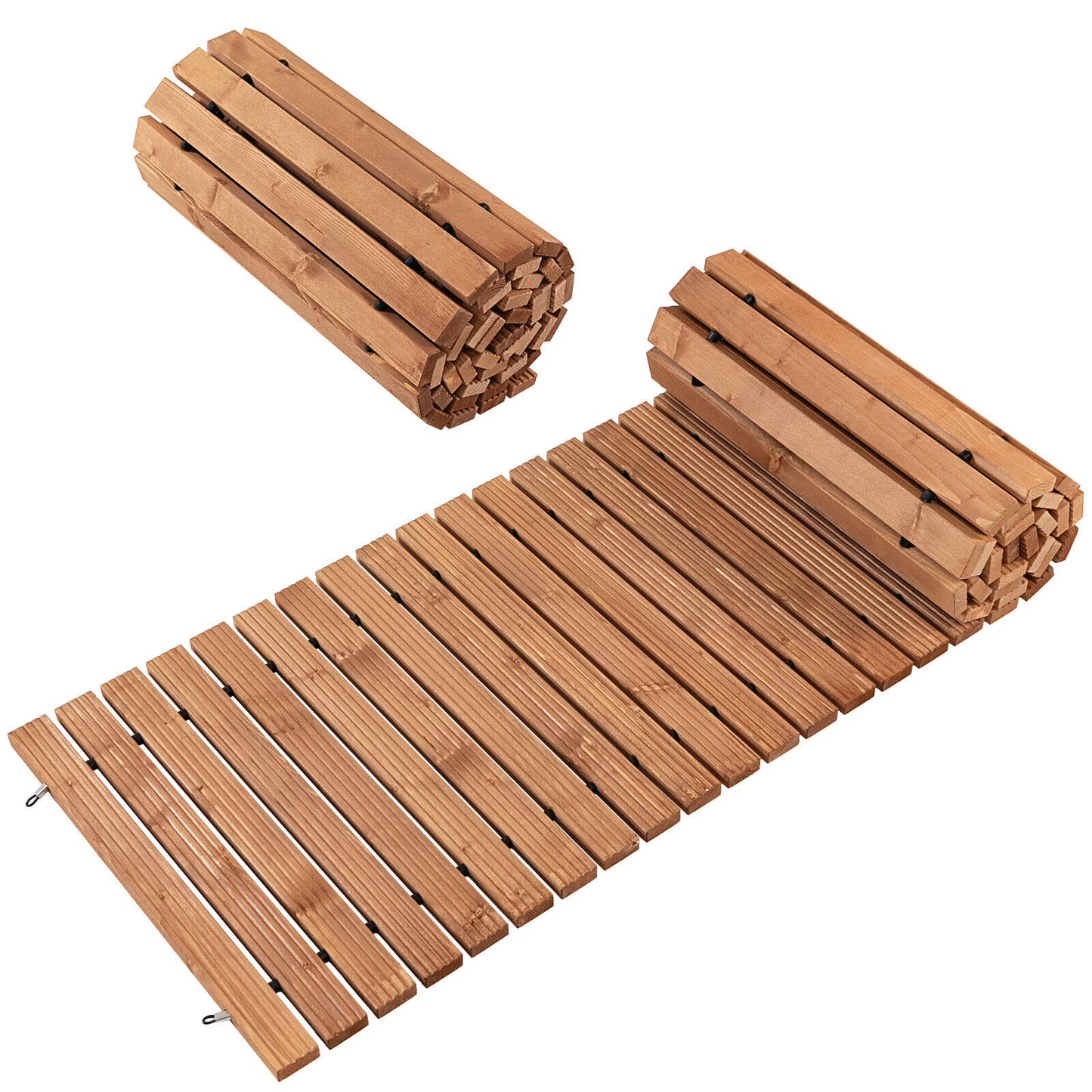 Gymax 8 FT Roll-out Wood Pathway 22'' Width Patio Path Straight Weather-Resist