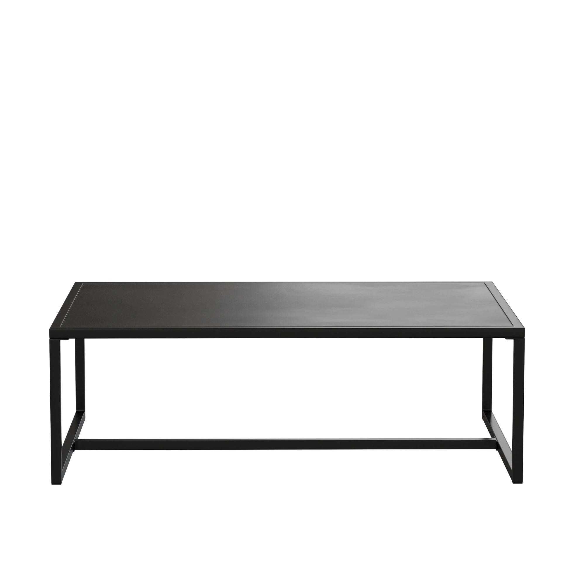 BizChair Outdoor Patio Coffee Table Commercial Grade Black Coffee Table for Deck, Porch, or Poolside - Steel Square Leg Frame