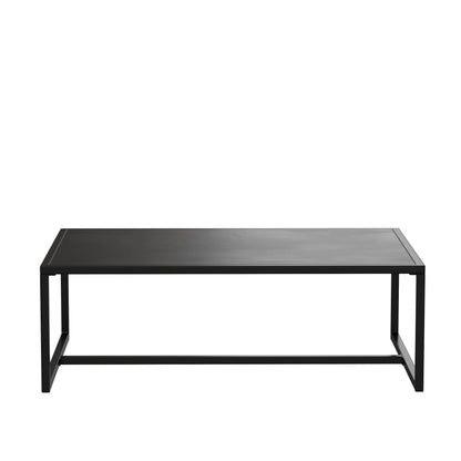BizChair Outdoor Patio Coffee Table Commercial Grade Black Coffee Table for Deck, Porch, or Poolside - Steel Square Leg Frame