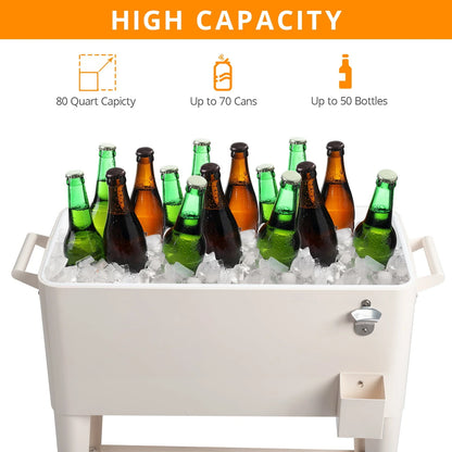 GoDecor Patio Cooler Cart Cold and Refreshing with this Convenient Rolling Cooler Cart,Rolling Cooler Cart