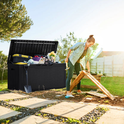 Homall 100 Gallon Outdoor Patio Box Deck Plastic Resin Storage Box Backyard, Black