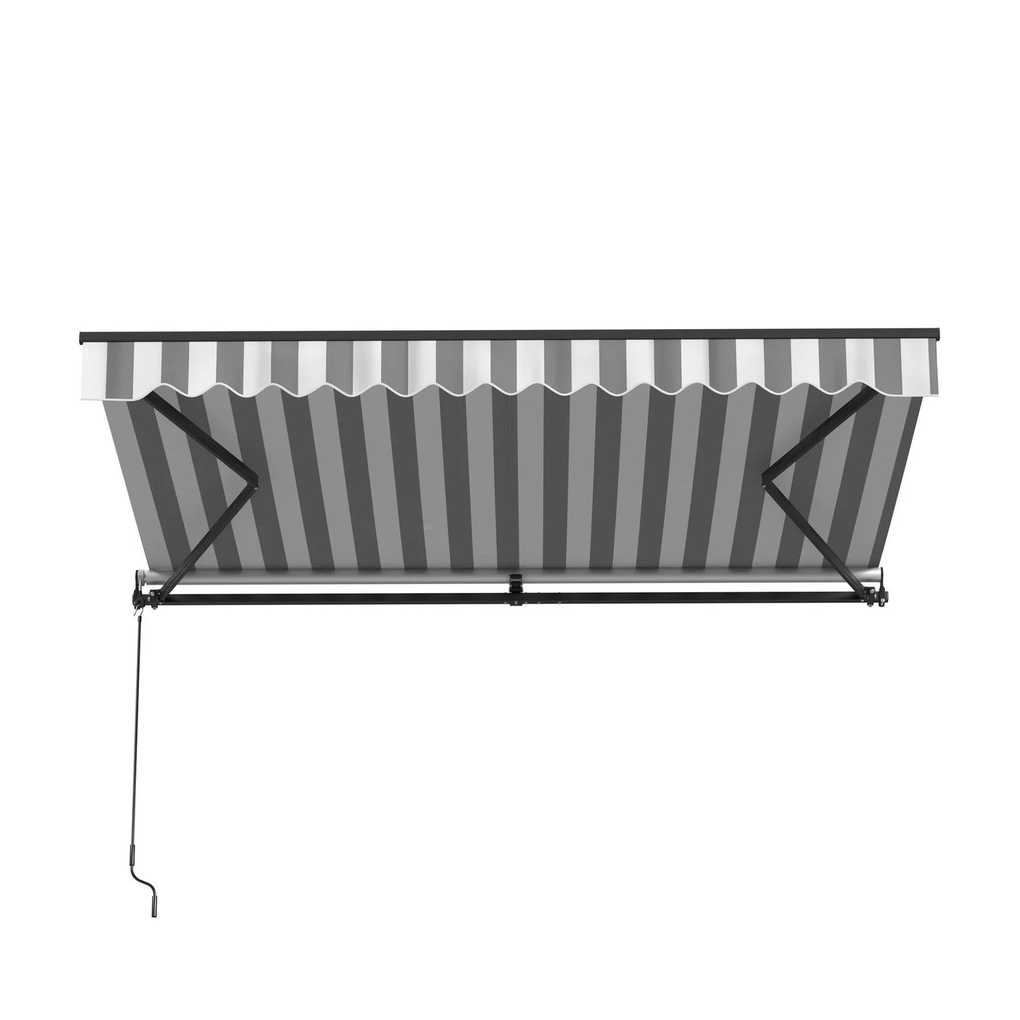 ALEKO 13' x 10' Manual Retractable Grey White Stripes Patio Awning Sunshade