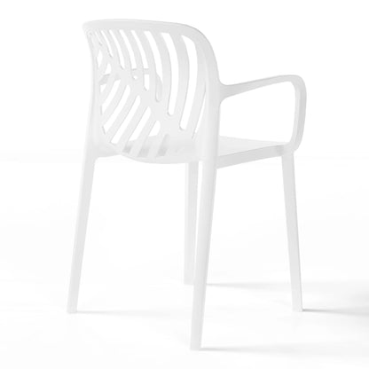 WestinTrends Playa Outdoor Modern Stackable Patio Dining Armchairs (Set of 2), White