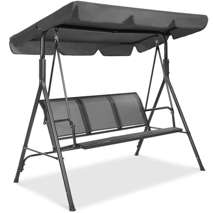 Best Choice Products 2-Seater Outdoor Adjustable Canopy Swing Glider Patio Bench w/Textilene, Steel Frame - Brown