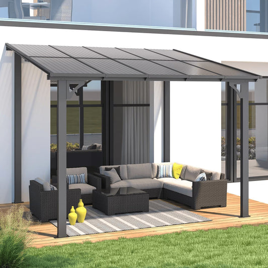 YODOLLA 8' x 10' Hardtop Gazebo Outdoor Aluminum Pergola ?For Garden, Patio, Backyard-Dark ?Gray