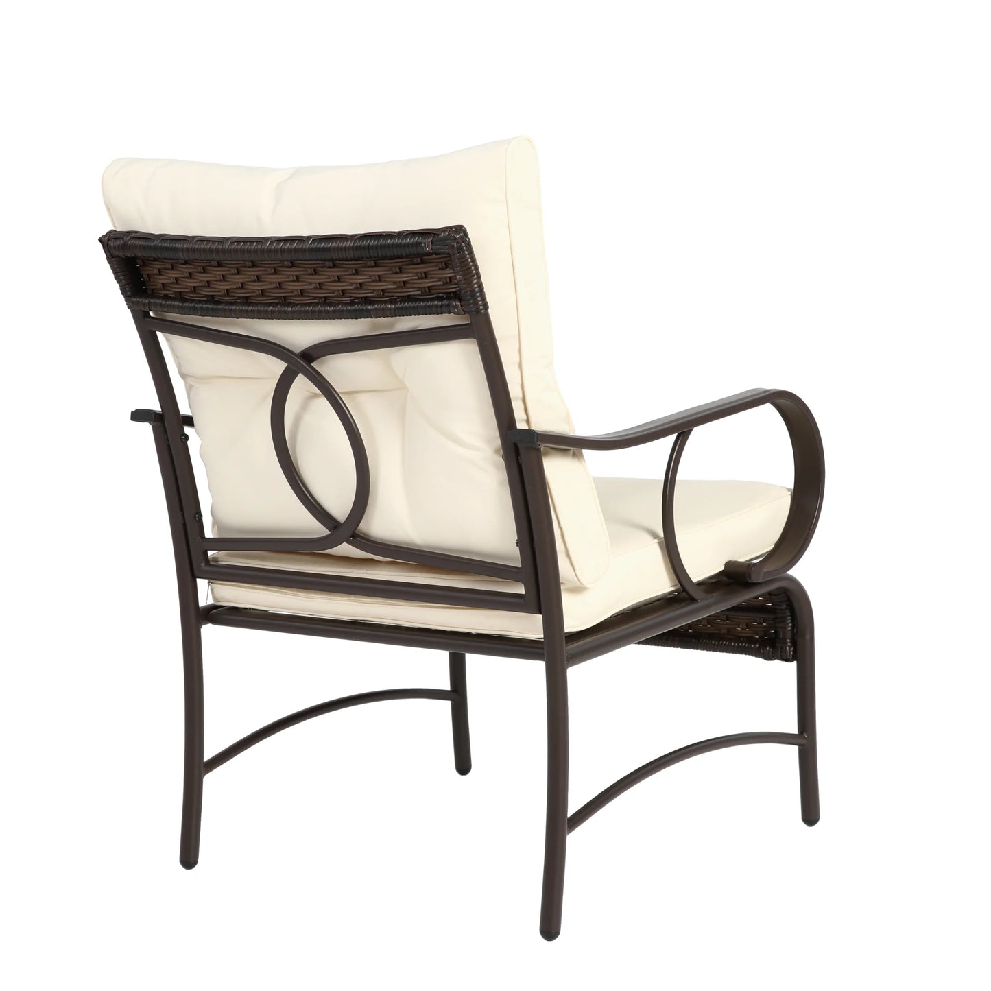 3 Piece Patio Furniture Set, Outdoor Wicker Chairs Set of 2, Bistro Set with Thickened Cushions for Porch Backyard Poolside, White