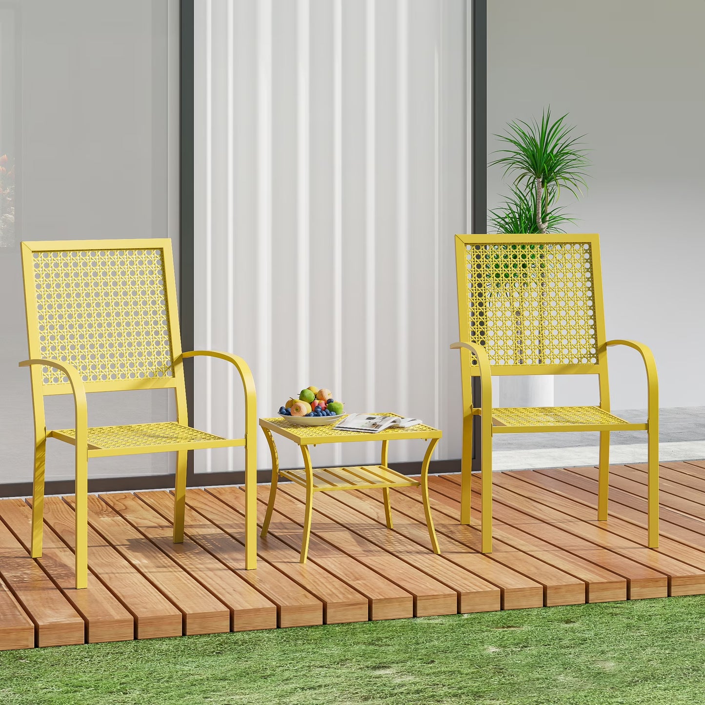 Patio Bistro Set, Bistro Table and Chairs Set of 2, Outdoor Bistro Set for 2