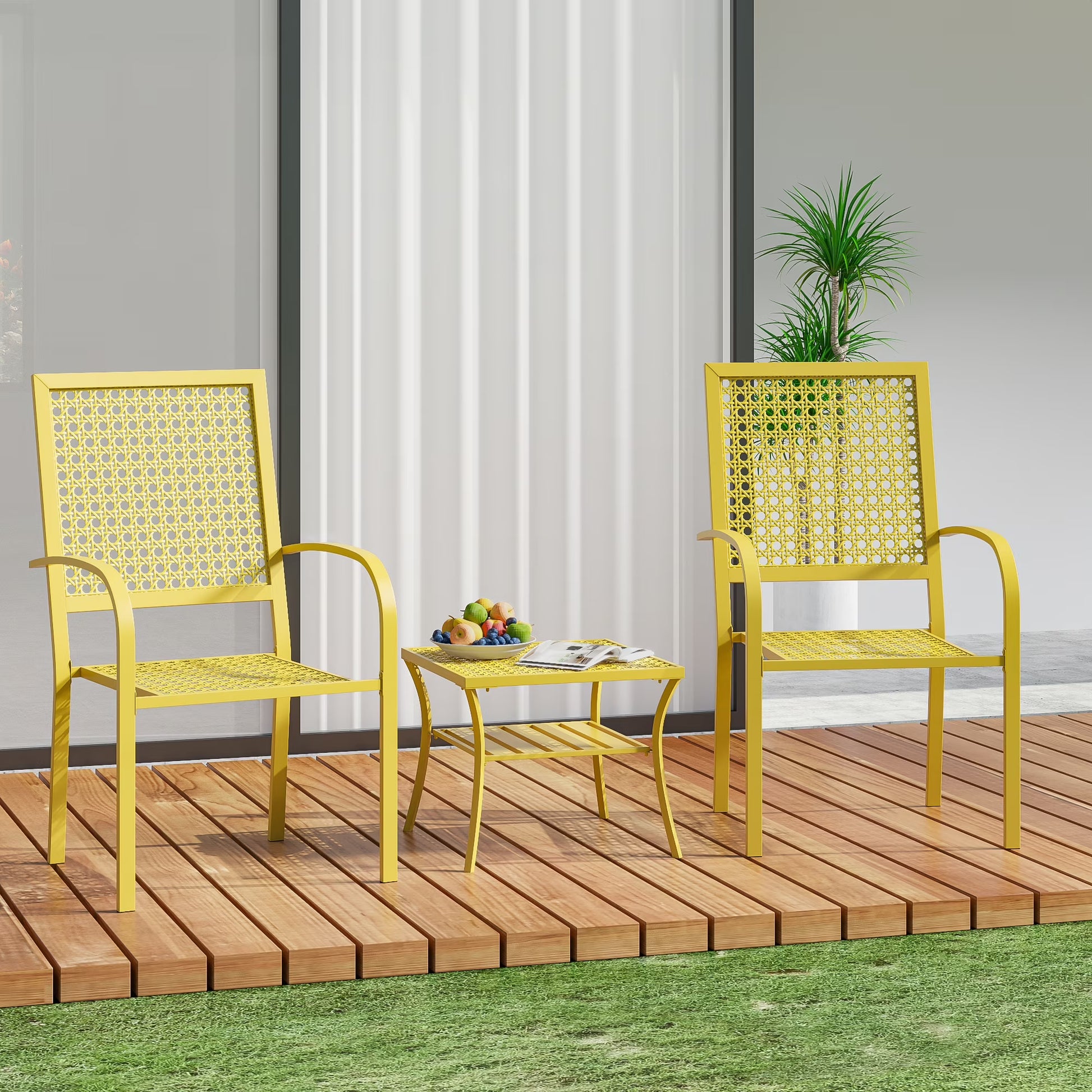 Patio Bistro Set, Bistro Table and Chairs Set of 2, Outdoor Bistro Set for 2